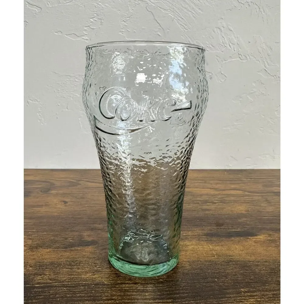 Vintage Green Pebble Coca-Cola Coke Wide-Mouth Soda Pop Drinking Glass 16 Oz